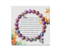 Gowvvxu Fox Gifts for Women Fox Bracelet with Orange Black Natural Fire Agate Beads Animal Themed Jewelry