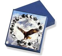 Gowvvxu Hawk Bracelet with Black And White Natural Imperial Jasper Beads Ideal Hawk Gift, 5 UK, Stone, no gemstone