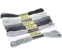Gowxs 8Pcs 7.5m Cotton Stitch Embroidery Thread Floss DIY Friendship Bracelets Craft Sewing Skeins Grey Fashion Embroidery Floss for Arts, Crafts