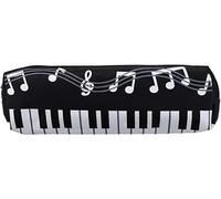 Gowxs Black Oxford Cloth Pencil Case,Square Single Layer Music Notes Piano Keyboard Pencil Case Pencil Holders and Pen Holders Large Capacity Pen Bags Stationery Office Supplies