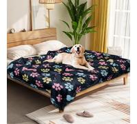 Gowyeg Dog Blankets for Large Dogs, 60"x50" Blanket Washable, Fuzzy Soft Pet Mat Throw Cover for Kennel Crate Bed, Cute Paw Pattern, Cat Blanket, Gifts Medium Small Pet Essentials, Navy Blue