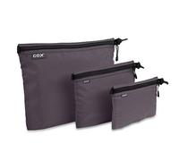 GOX 3 Pack Travel Toiletry Bag for Men Carry On Packing Organizer Zipper Pouch Portable Cosmetic Pouch Accessory Document Electronics (Grey)