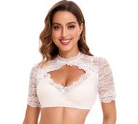 Goxozzy Dirndl Blouse,Oktoberfest Blouse,Oktoberfest Blouse Women,Women's Dirndl Blouse,Classical and Elegant Lady's Bavarian Beer Festival Dirndl Blouse.White, 14