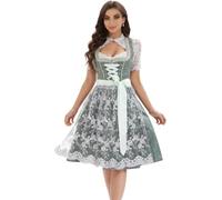 Goxozzy Oktoberfest Outfit Women, Bavarian Costume Women, October Festival Costume, Dirndl, Classic and Elegant Dirndl Dress（Green,14）