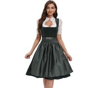 Goxozzy Women's Oktoberfest Dirndl Dress, Green, Size 8, Midi Length, Classic Style, High Waist, Sleeveless, Polyester Fabric, Easy Care, Packed in Gift Box