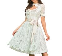 Goxozzy Women's Oktoberfest Dirndl Dress, White, Size 10, Floral Pattern, Sleeveless, Mid Waist, Sweetheart Neck, A Line, Lace Back, Adult, Women, Festival/Traditional Event Attendees