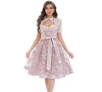 Goxozzy Women's Pink Floral Dirndl Dress, Size 12, Midi Length, Sleeveless, Pink, Adult, Women's, Oktoberfest, Dirndl, Dress