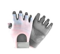 GOXQIT 1Pair Workout Gloves Men Women Gym Lifting Fitness Climbing Exercises Work Out Wrist Belt Shock Absorb Foam Pad Palm for Outdoor(Pink blue,L)