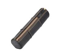 GOXQIT 1pcs Vintage Leather Zipper Pencil Case Organiser Pouch Simple Pen Case Box Coin Purse Stationery Storage Bag for School for School(Black)