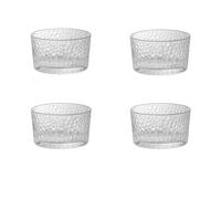 GOXQIT 4pcs Clear Glass Mini Bowls Set Kitchen Desserts Salad Bowl Home Dips Sauces Pudding Fruit Charcuterie Boards for Meal Prep for Cooking Dining(Clear A)