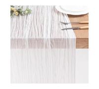 GOXQIT 4pcs Gauze Tablecloth Knit Cloth Table Runner Wedding Birthday Party Banquet Decoration Gauze Fabric Voile Table Cloth Twist Table Cover for Weddings(White,90x400CM)