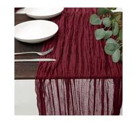 GOXQIT 4pcs Gauze Tablecloth Knit Cloth Table Runner Wedding Birthday Party Banquet Decoration Gauze Fabric Voile Table Cloth Twist Table Cover for Weddings(Wine Red,90x400CM)