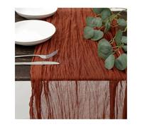 GOXQIT 4pcs Gauze Tablecloth Knit Cloth Table Runner Wedding Birthday Party Banquet Decoration Gauze Fabric Voile Table Cloth Twist Table Cover for Weddings(Brown,90x400CM)