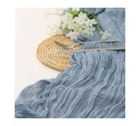 GOXQIT 4pcs Gauze Tablecloth Knit Cloth Table Runner Wedding Birthday Party Banquet Decoration Gauze Fabric Voile Table Cloth Twist Table Cover for Weddings(Light blue,90x400CM)