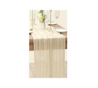 GOXQIT 4pcs Gauze Tablecloth Knit Cloth Table Runner Wedding Birthday Party Banquet Decoration Gauze Fabric Voile Table Cloth Twist Table Cover for Weddings(Beige,90x400CM)