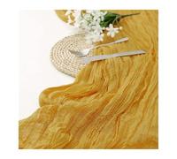 GOXQIT 4pcs Gauze Tablecloth Knit Cloth Table Runner Wedding Birthday Party Banquet Decoration Gauze Fabric Voile Table Cloth Twist Table Cover for Weddings(Yellow,90x400CM)