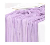 GOXQIT 4pcs Gauze Tablecloth Knit Cloth Table Runner Wedding Birthday Party Banquet Decoration Gauze Fabric Voile Table Cloth Twist Table Cover for Weddings(Light Purple,90x400CM)