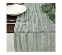 GOXQIT 4pcs Gauze Tablecloth Knit Cloth Table Runner Wedding Birthday Party Banquet Decoration Gauze Fabric Voile Table Cloth Twist Table Cover for Weddings(Light Green,90x400CM)