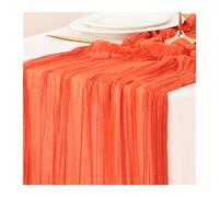 GOXQIT 4pcs Gauze Tablecloth Knit Cloth Table Runner Wedding Birthday Party Banquet Decoration Gauze Fabric Voile Table Cloth Twist Table Cover for Weddings(Bright Orange,90x400CM)