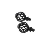 GOXQIT 8 Pcs Curtain Rod Finials End,Drapery Caps Pole Ends Rail Decorative Cap Round Window Replacement Head Rods Ball Drape For Home Kitchen(Black)