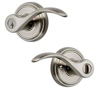 GOXQIT Entry Door Handle, Reversible Lever with Keyed Lock, Featuring Re-Key Technology and for Doors