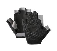 GOXQIT Gym Gloves Fitness Weight Lifting Body Building Training Sports Workout Half Finger Hand Protector for Men Women for Outdoor(Black,S)