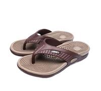 GOXQIT Men's Flip Flops Massage Granule Men Slippers Comfortable Beach Sandals Casual Shoes House Bathroom For Mom Dad Gifts(Khaki,47)