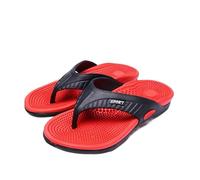 GOXQIT Men's Flip Flops Massage Granule Men Slippers Comfortable Beach Sandals Casual Shoes House Bathroom For Mom Dad Gifts(Red,47)