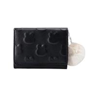 GOXQIT Small Wallet Cute Short Wallet Women's Solid Color Cute Simple Multi Card Bag Zero Wallet for Women(Black)