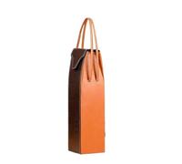 GOXQIT Wine Bag Pu Leather Red Wine Packing Bag Reusable Wine Carriers Handbag Champagne Single Bottle Packaging Boxes with Handles for Party(Brown01)