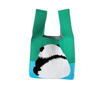 GOXQIT Women's Knot Wrist Bag Large Capacity Knitted Bag For Shopping Portable Striped Tote Bags for Shopping(Green)