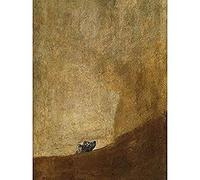 Goya Dog Painting Art Print Canvas Premium Wall Decor Poster Mural, Gold