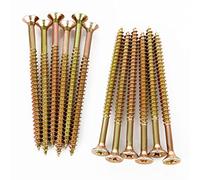 GOYADA 200 Pcs Wood Screws 5mm x 80mm Gold, Large Wood Screws External, Long Wood Pozidrive Decking Screws Assortment For Wood, Chipboard, Home DIY Constructing Repair