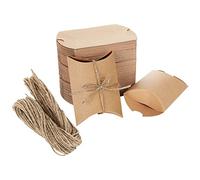 GOYADA 200PCS Brown Vintage Gift Pillow Boxes, 7x9cm Kraft Paper Small Wedding Gift Favour Boxes with Jute String for Festivals, Party, Birthday, Baby Shower