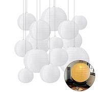 GOYADA White Paper Lanterns 4" 6" 8" 10" 12", Chinese Lanterns for Outdoor Indoor, Hanging Decorations, Lampshades Assorted Sizes for Wedding Festival Party