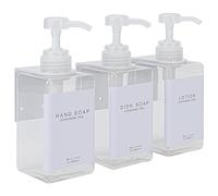 GOYISEE Refillable Shampoo and Conditioner Bottles for Shower Wall,Shampoo and Conditioner Dispenser with Pump No Drill (3 Bottles 3 Wall Mounts-Clear)