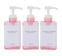 GOYISEE Refillable Shampoo and Conditioner Bottles for Shower Wall,Shampoo and Conditioner Dispenser with Pump No Drill (3 Bottles-Pink)