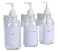 GOYISEE Shampoo and Conditioner Dispenser for Shower Wall 3 Chamber,Refillable Shampoo and Conditioner Bottles with Waterproof Labels,Soap Dispenser with Pumps