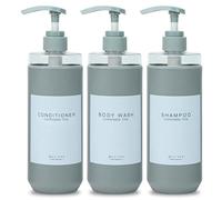 GOYISEE Shower Dispenser, 3 Gray Plastic Bottles for Soap and Shampoo (Gray-3Pack), Practical Bathroom Accessory