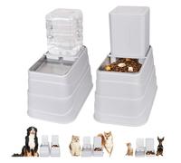 GOYJOY Cat Feeder and Water Dispenser Set(4L), 3 Height Adjustable Raised Automatic Dog Feeder and Dog Water Dispenser for Dogs Cats Pets,with 2 Stainless Steel Bowls, Non-Slip Bottom, Large Capacity