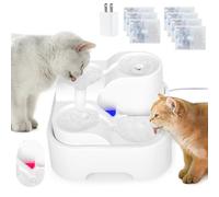GOYJOY Cat Water Fountain, Pet Drinking Fountain for Multiple Pets, Ultra Silent 2L/67oz Cat Bowl with LED Light, 7pcs Activated Carbon Filter