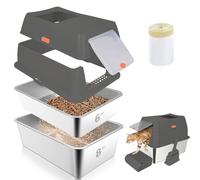 GOYJOY Stainless Steel Sifting Litter Box with Lid,23.6''x15.8''x8''Large Pellet Cat Litter Box,Metal Sifting Litter Boxes for Pine Pellets,Anti Urine Leakage,Include Foot Pedal&Scoop&Litter Bags