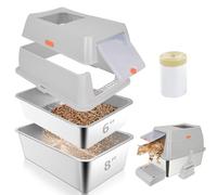 GOYJOY Stainless Steel Sifting Litter Box with Lid,23.6''x15.8''x8''Large Pellet Cat Litter Box,Metal Sifting Litter Boxes for Pine Pellets,Anti Urine Leakage,Include Foot Pedal&Scoop&Litter Bags