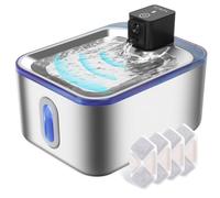 GOYJOY Stainless Steel Wireless Cat Water Fountain,5L Cordless Cat Fountain Battery Operated,Cat Water Dispenser for Cats&Dogs,Super Quiet Pump,Multiple Filters