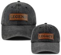 Goyklrb 2PCS Legend and Legacy Baseball Cap for Dad Son, Adjustable Cotton Leather Patch Parent-Child Hat, Embroidered Black, One Size