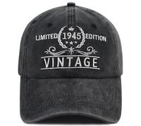 Goyklrb Limited Edition 1944 Baseball Hats for Men Women, Adjustable Cotton Embroidered 80th Birthday Baseball Cap, Limited Edition 1945 Embroidered Black, One size