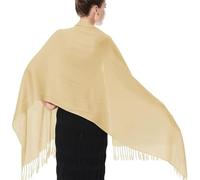 Goyoma Women Plain Solid Colors Large Soft Silky Pashmina Shawl Wrap Scarf, Gold, Large