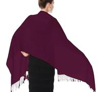 Goyoma Women Plain Solid Colors Large Soft Silky Pashmina Shawl Wrap Scarf, Wine Red, Large