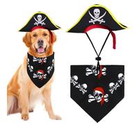 GOYOSWA Dog Pirate Costume, Dog Halloween Costumes Pirate Hat and Bandana Set Holiday Outfit Clothes for Small Medium Large Dogs Pets (Style B, Large)