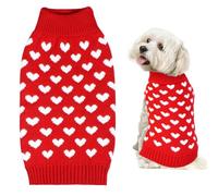 GOYOSWA Valentines Dog Sweater, Dog Valentines Clothes Outfit Knitted Sweaters for Small Medium Large Dogs Pets (Red Heart, Large)